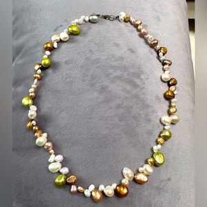 FRESH WATER PEARL NECKLACE GREEN, BRONZE, WHITE, CHAMPAGNE OS